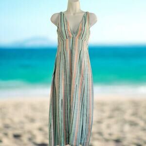 Roxy Athena Resort Summer Midi Dress V-Neck Slits Vacationcore SM